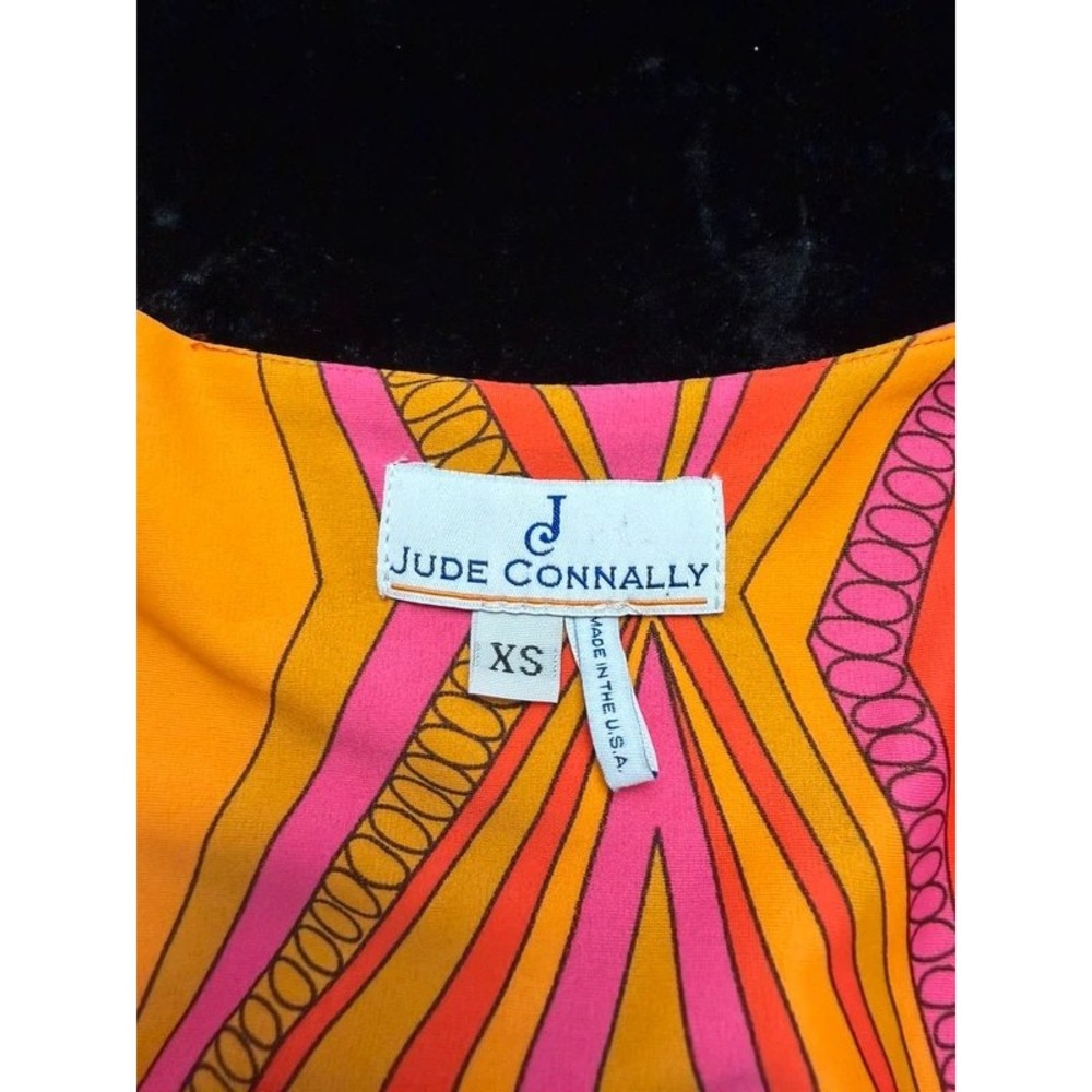 Jude Connally Romper XS Pink Orange Geometric Long Sleeve Stretch USA Made - Picture 4 of 11